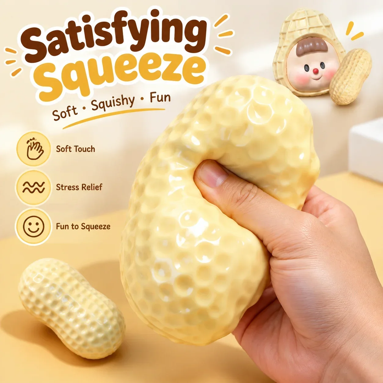 Squeeze Squeeze Ball Soft Peanut Butter Fidget Toy Crunchy Stress Relief ASMR Squishy Sensory Anti Stress Toy 1 Pcs - Aliexpress Deal