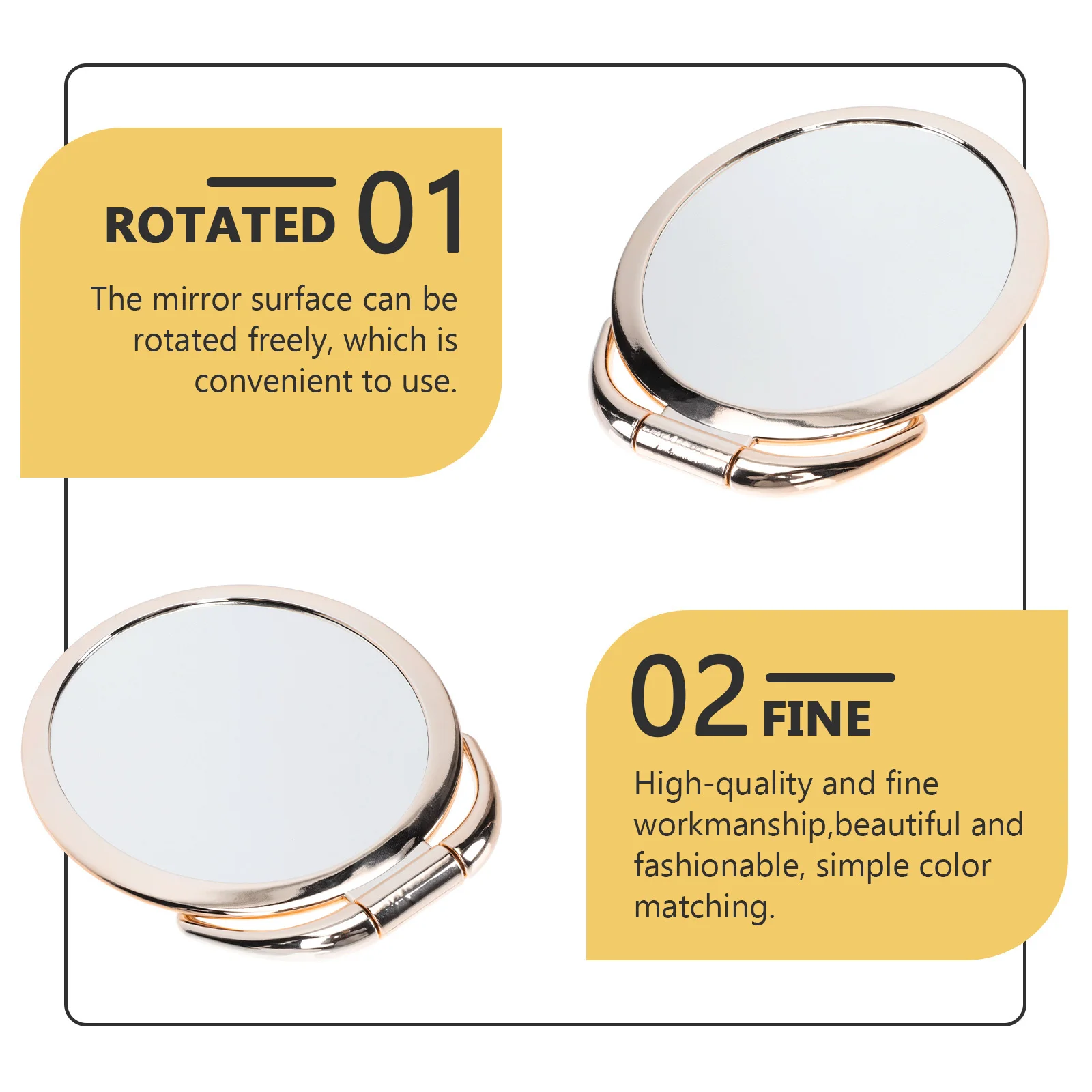 قطعة واحدة من مرآة المكياج القابلة للطي لسطح المكتب على الوجهين، قاعدة ثابتة، تصميم أنيق، هدية مثالية للفتيات في المنزل