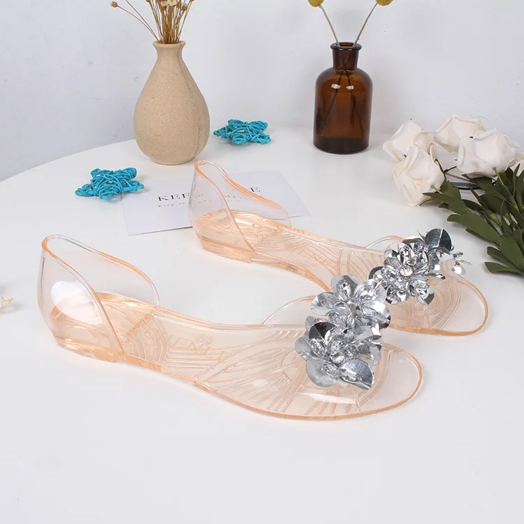 2026 Sommer Damenschuhe Sandalen Pantoletten Prinzessin Schleife Kristall Transparente Jelly Weiche Schuhe Femme Flache Strandsandalen für Damen – Detail 11