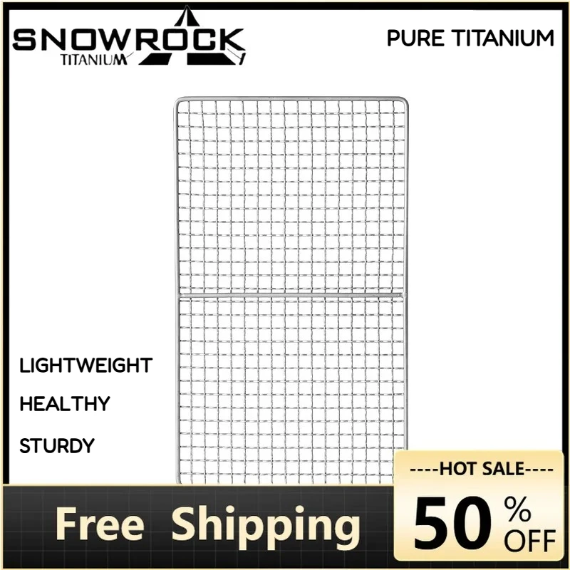 

SNOWROCK Титановая термостойкая сетка для гриля, прочная сетка для выпечки на углях, для барбекю на открытом воздухе, пляжа, походов, кемпинга, посуда для приготовления пищи