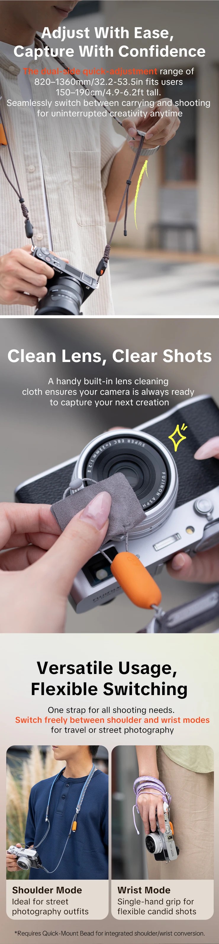 PGYTECH Kameragurt Schlanker, trendiger, lila Umhängegurt Schultergurt mit Schnellverschluss-Schnallendesign für DSLR-Kamera – Detail 10