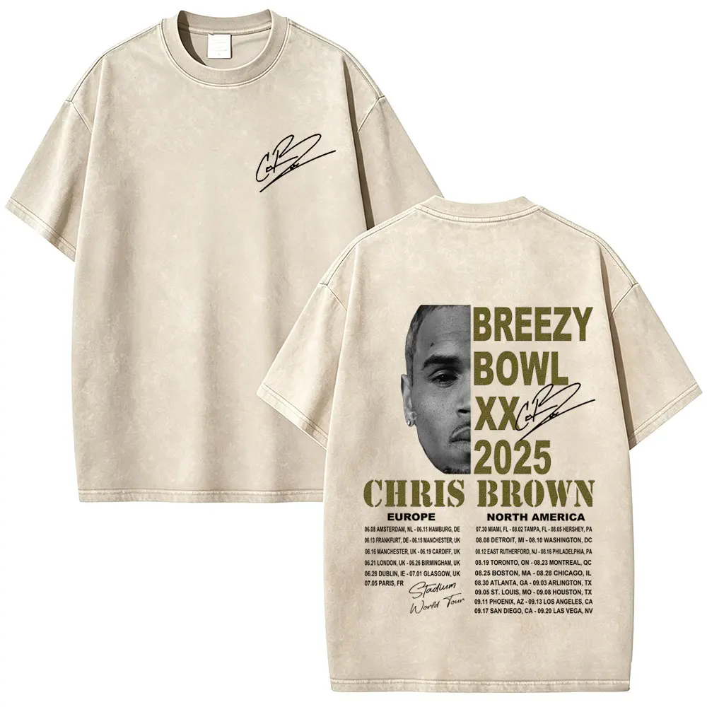 

Rapper Chris Brown Vintage Washed T Shirt Summer Men Women Hip Hop Fashion Short Sleeve Tshirt Unisex Loose Oversized Streetwear
