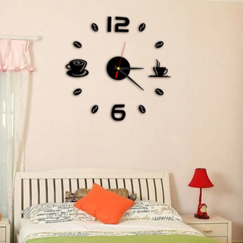 Large DIY Wall Clock with Modern 3D Number Stickers Silent Sweep Movement for Home Office Hall and Bedroom Wall Decoration