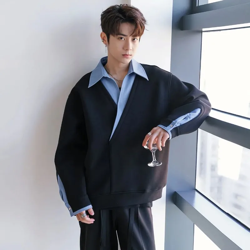 2025年春秋新作 メンズ長袖シャツ パーソナライズドデザイン スプライス加工 ファッションブランド 高級トップス