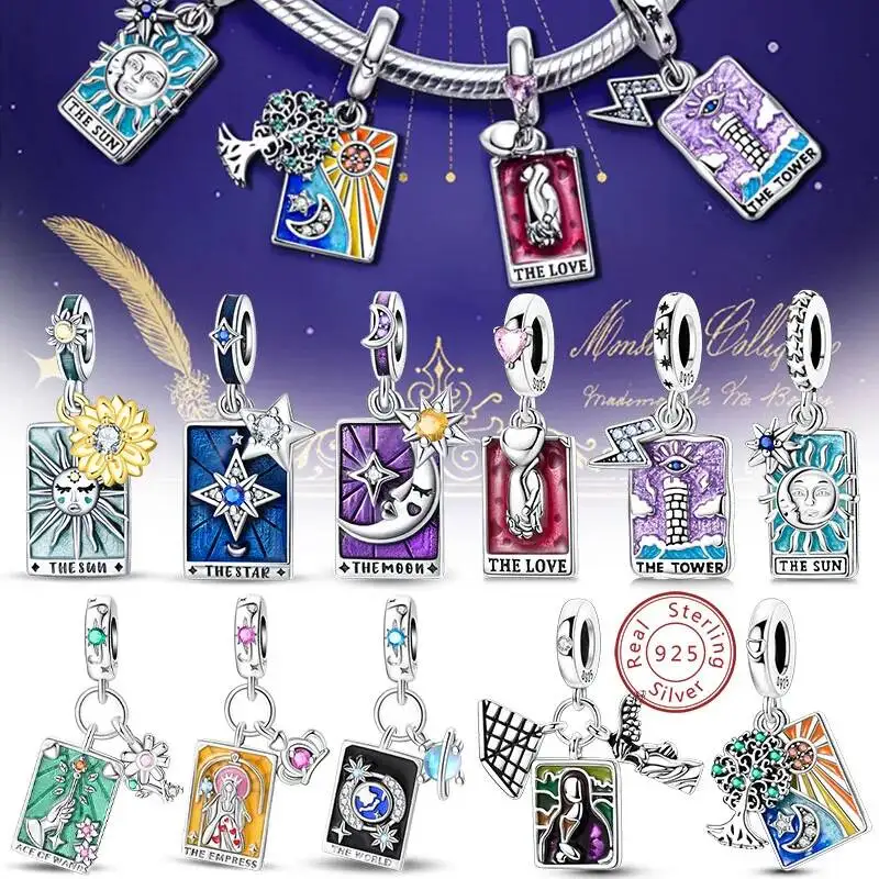 2026 New 925 Sterling Silver Beads Pendants Sun Moon Stars Magic Tarot Charms Fit Original Bracelets Women Fine Jewelry Gifts