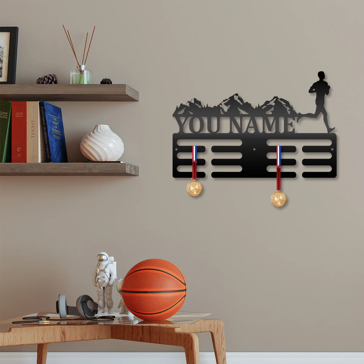 1 pc nice runner exercise Customized Text Metal Key Holder Hooks Tin Art Metal Hanger for gym room