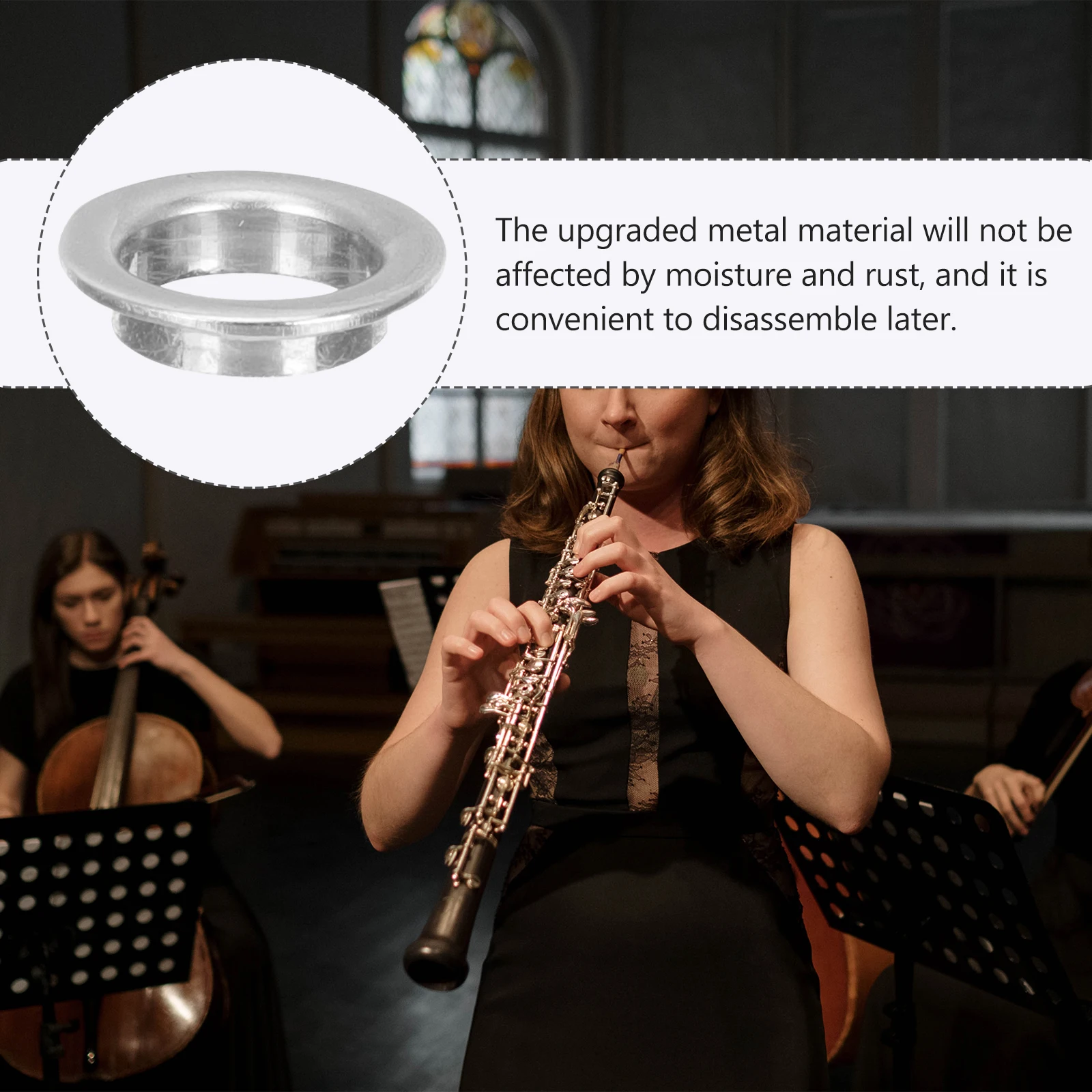 

2pcs Pad Cup Sleeves Replacement For 16-Hole 17-Hole Premium Nickel Plated Brass Durable Lightweight Metal Flute Supply Repair