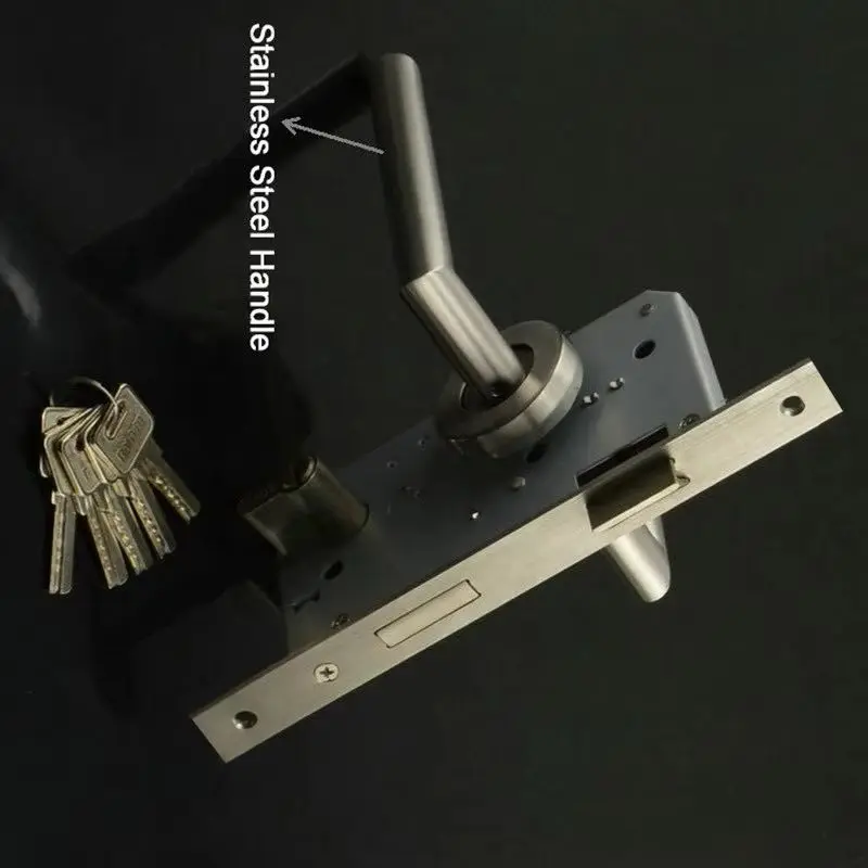 

European Mortise Door Lock Set Passage Entrance Fire Door Handle Lock Kit 7250/7255/7260 Lock body+Lock Cylinder+Door Handle+Key