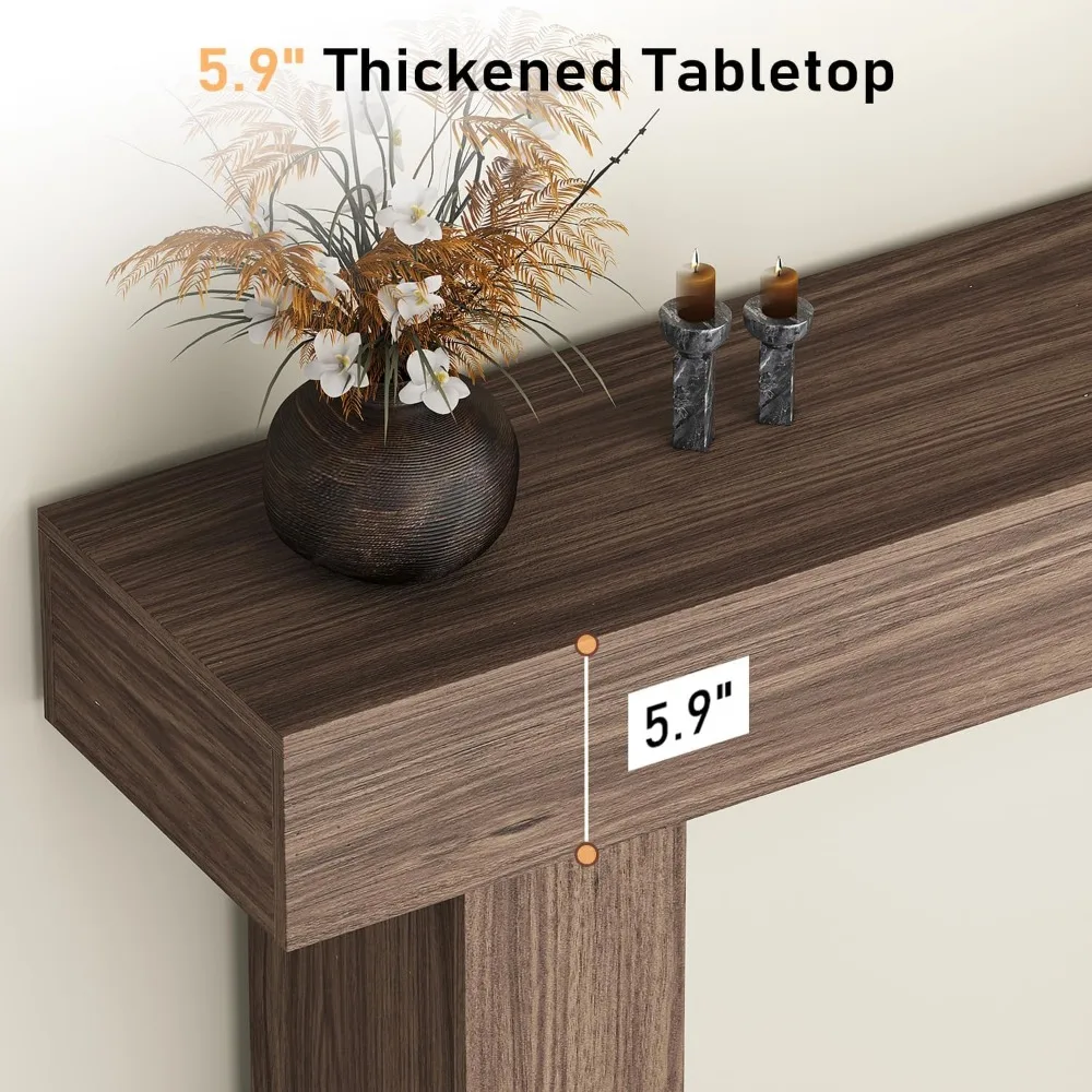 63 Inch Long Console Table for Entryway, Farmhouse Wood Rectangular Sofa Table Behind Couch Table, Narrow Entryway Table for Liv