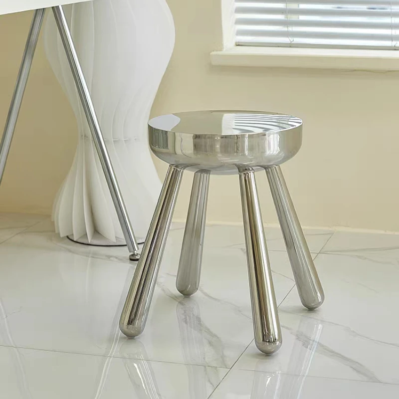 Nordic Furniture Stainless Steel Stool Creative Dining Stool Bar Stools Leisure Sofa Chair Porch Shoe Changing Stool Mobile Seat