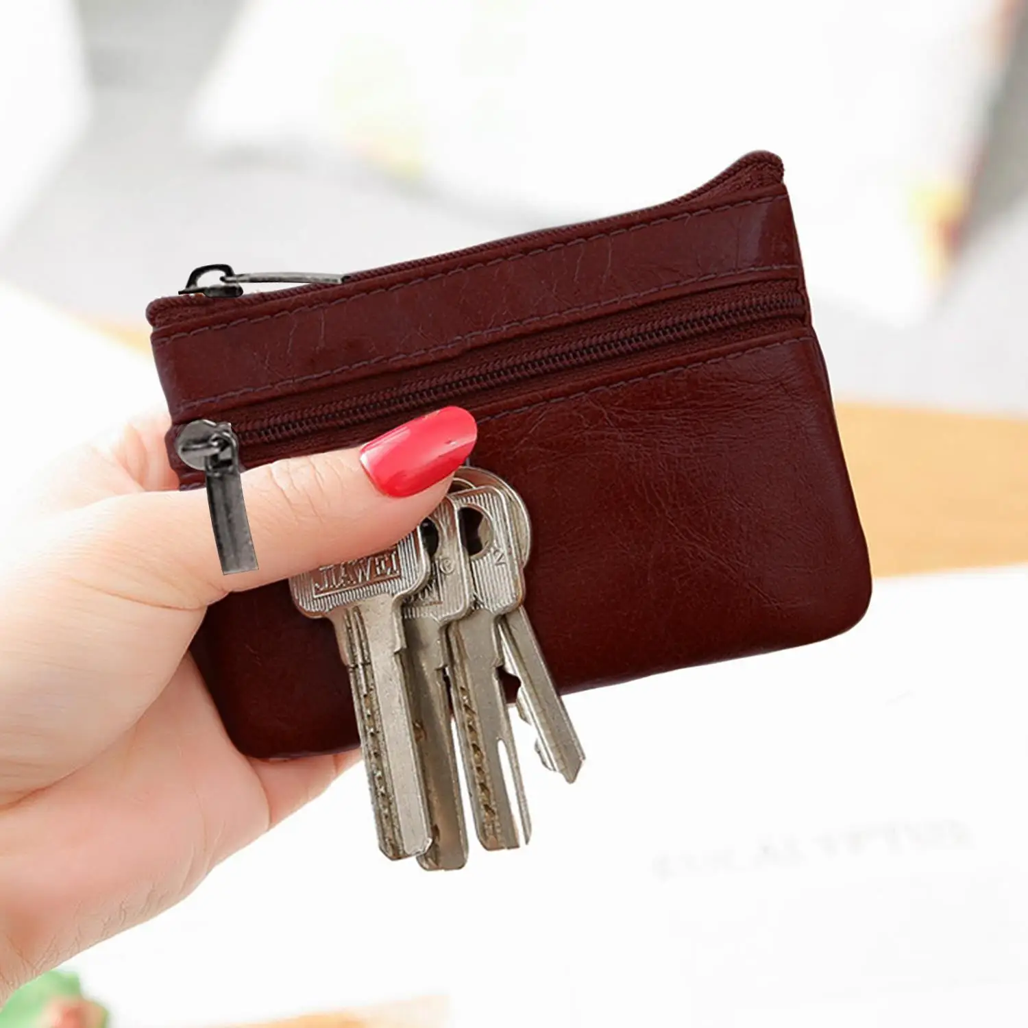 

Vintage Men's Cowhide Retro Handmade Zipper Leather Coin Wallet Women Mini Short Purse Card Holder Change Purse Small Money Bags