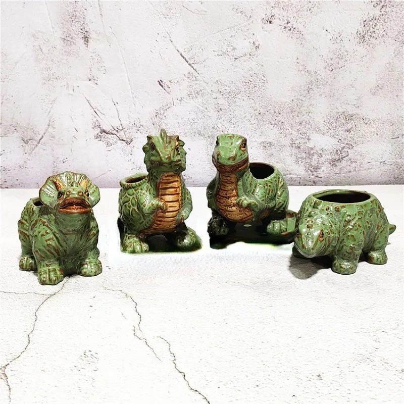 Cute Cartoon Dinosaur Ceramic Succulent Pot for Home Decor