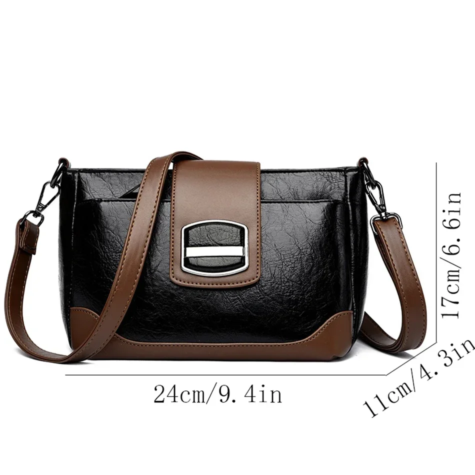 Designer High Quality Female Purses and Handbags Retro Oil Wax Skin Leather Shoulder Crossbody Bags for Women Luxury Hand Bag