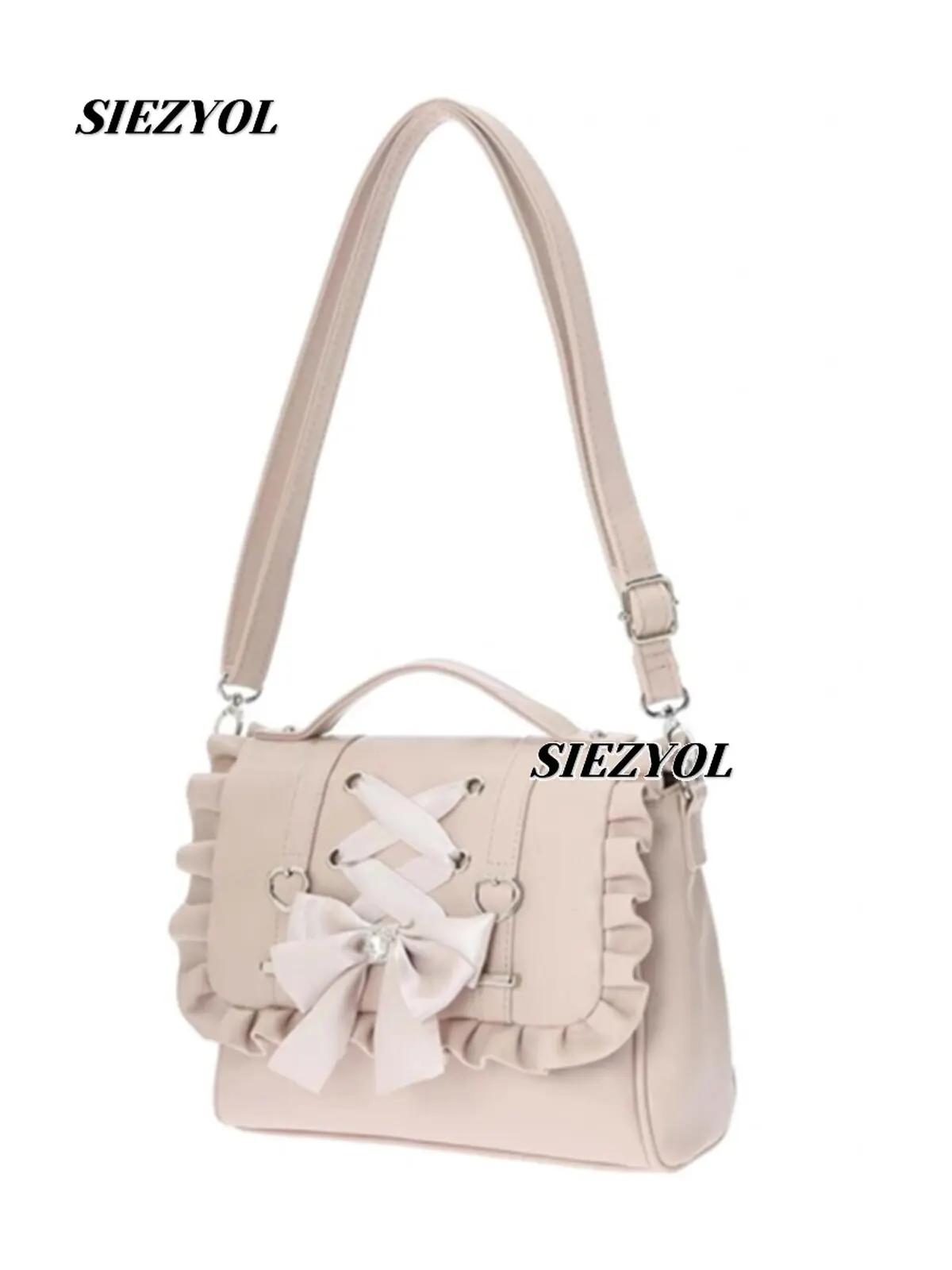 2026 New Lolita Ribbon Bow Shoulder Bag Sweet and Cute Girl Fashion Versatile Pink Love Portable Oblique Span Cosmetic Bags