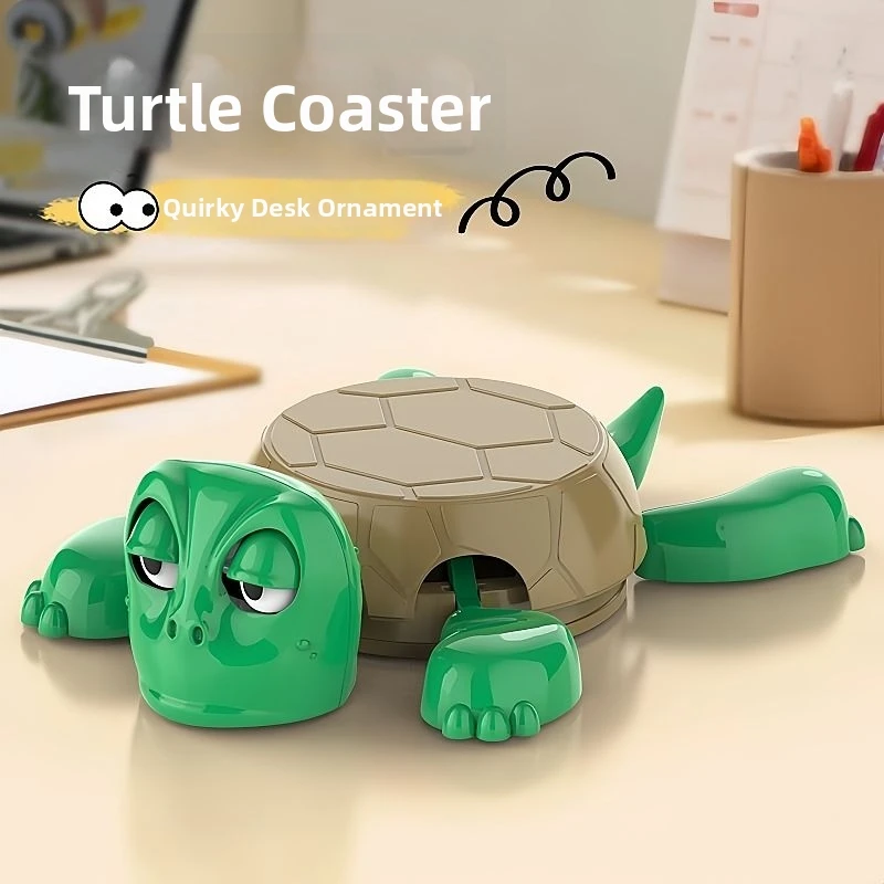 Coaster Funny Turtle Cup Holder Novelty Desk Toy Pressure Sleepy Turtle Surprise Cup Pad Prank Fun Gift For Kids Adults Office D