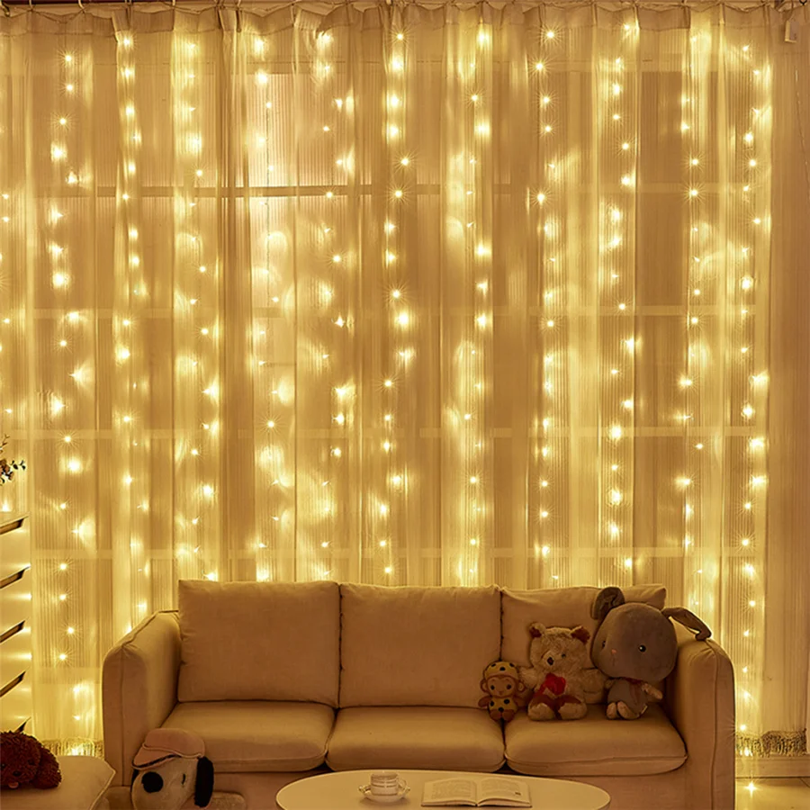 

Hanging Icicle Curtain Lights 3X3M 300 LED Connectable Christmas Fairy String Lights for Bedroom Wall Party Outdoor Indoor Decor