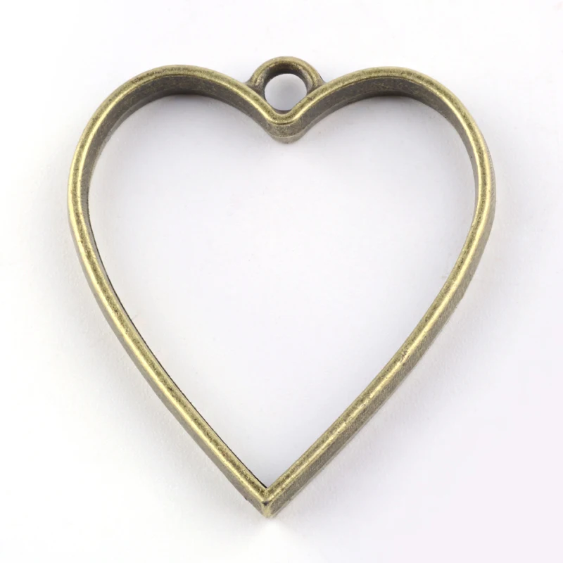 Rack Plating Alloy Heart Open Back Bezel Pendants For DIY UV Resin Epoxy Resin Pressed Flower Jewelry Cadmium Free Nickel Free