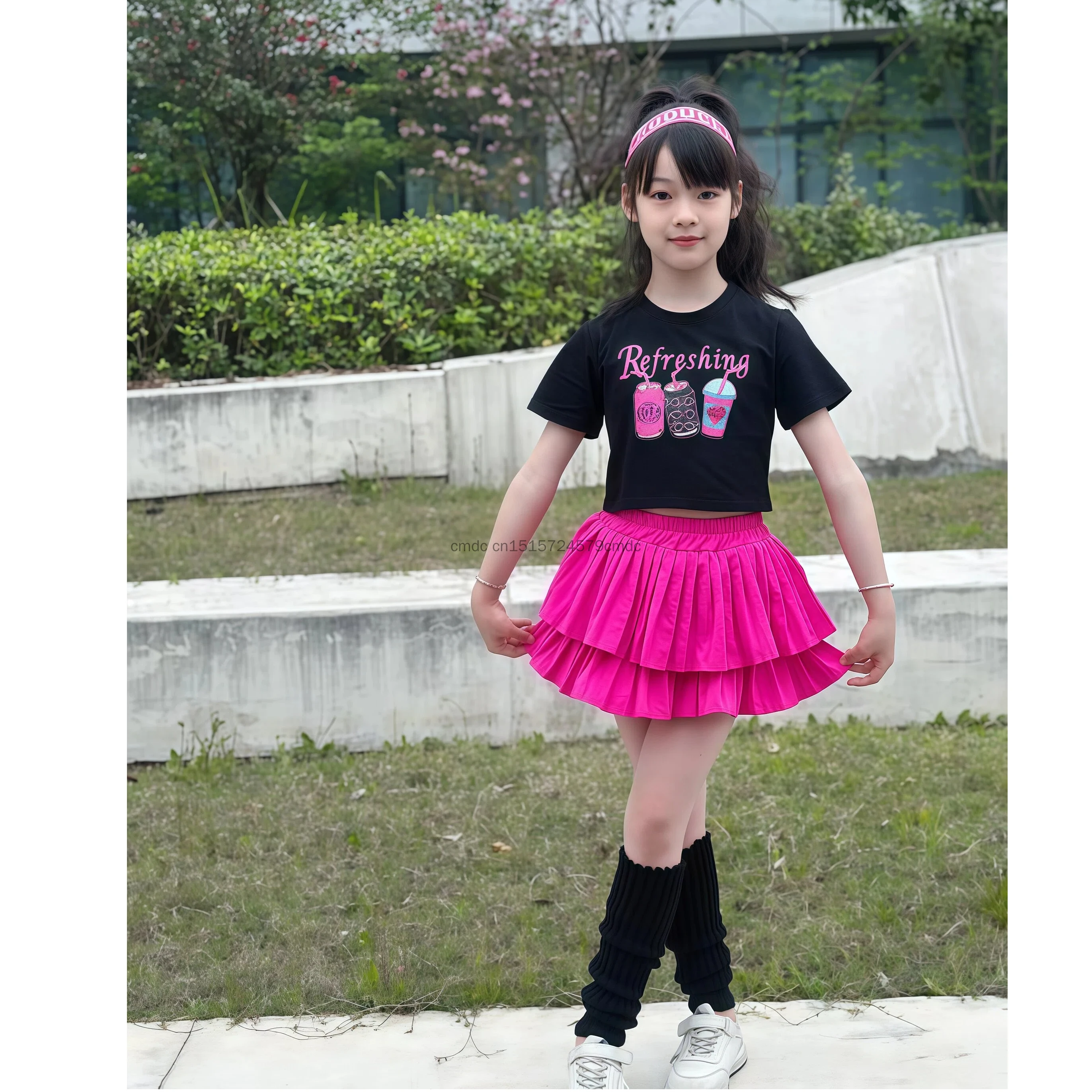 

Hip Hop Girls Sweet Crop Top Cargo Pants Street Dance Layered Skirts Boys Streetwear Children Costumes Kids K-pop Clothes Sets