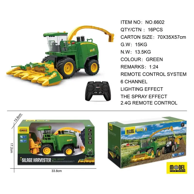 New Electric Remote Control Harvester Agricultural Vehicle Spray Tractor Engineering Vehicle Toy Simulation Agricultural Toy Car