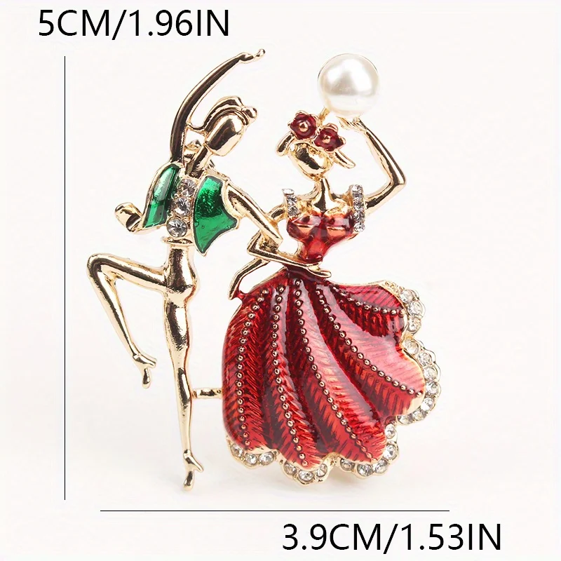 Retro Dripping Oil Creative Personality Sense of Luxury Dancing Ballet Cute Cartoon Brooch - view 4
