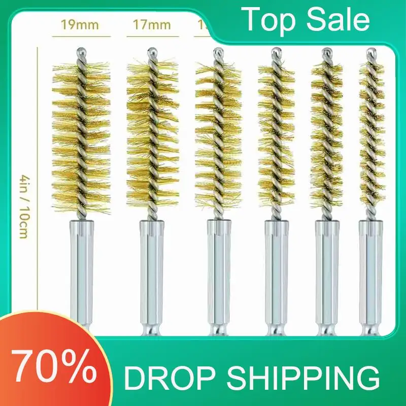 AT03 Top 9 Piece 1/2 Inch 3/4 Inch 1 Inch Copper Pipe Cleaner For Power Drill, Tube Cleaning Brush,With Copper Wire Bore Brushes