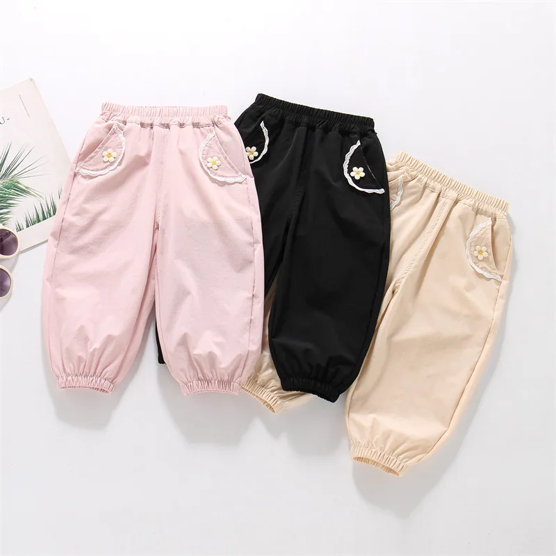 

2025 Autumn Toddler Girls Pants 3D Flower Pocket Kids Baby Girls Harem Pants Loose Comfortable Elastic Waist Baby Girls Trousers