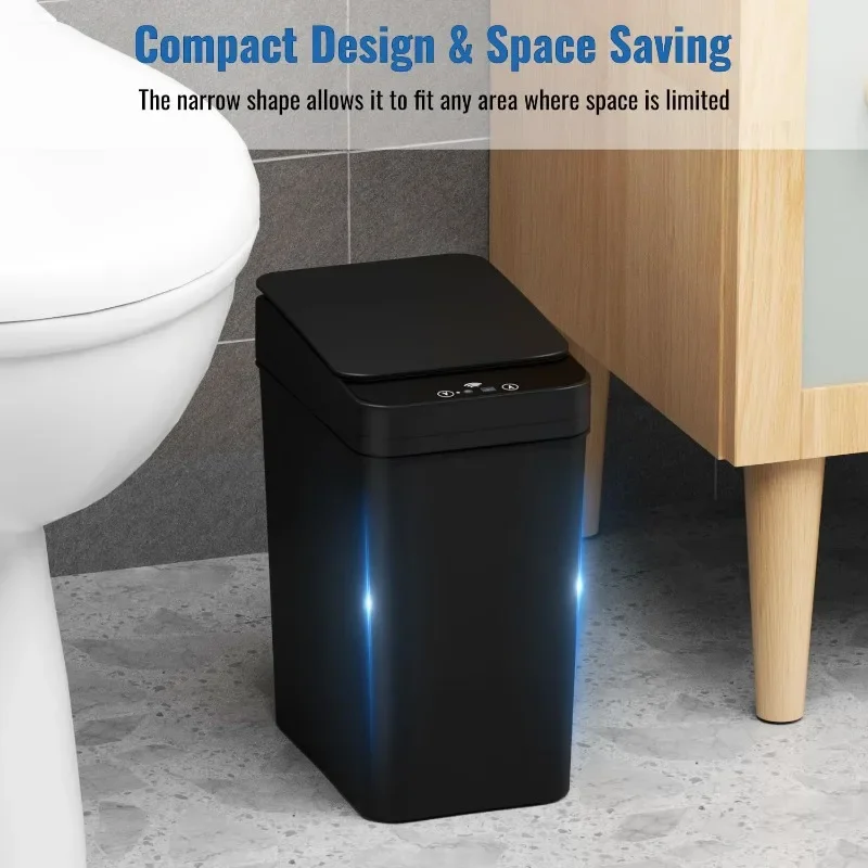 Bathroom Trash Can, 2.2 Gallon Automatic Motion Sensor Touchless Trash Can; with Extra Trash Container