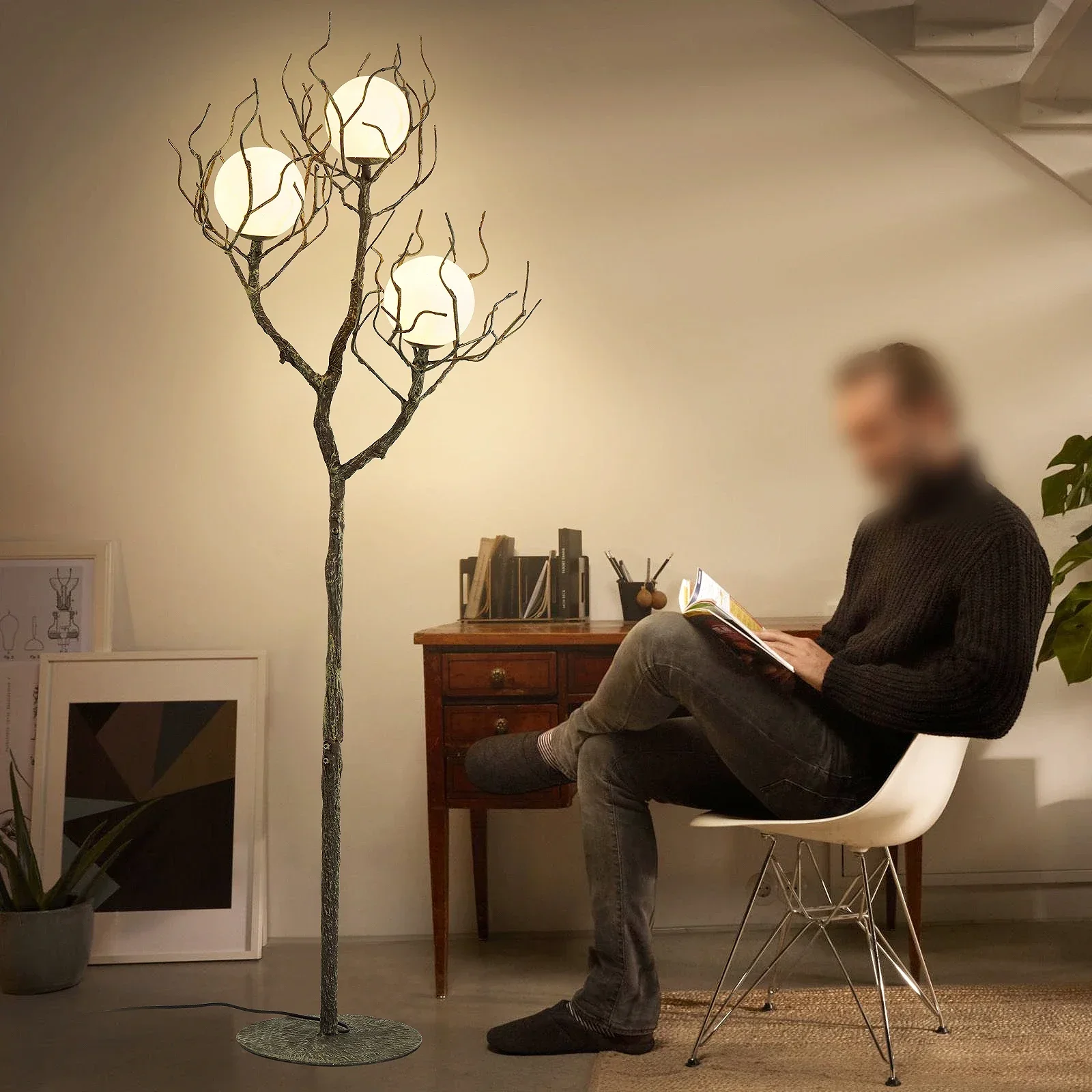 Modern Foot Switch Branch Floor Lamp Living Room Retro Home Decor Design Moon Tree Branch Floor Light Lunar LED Floor Lamp E12