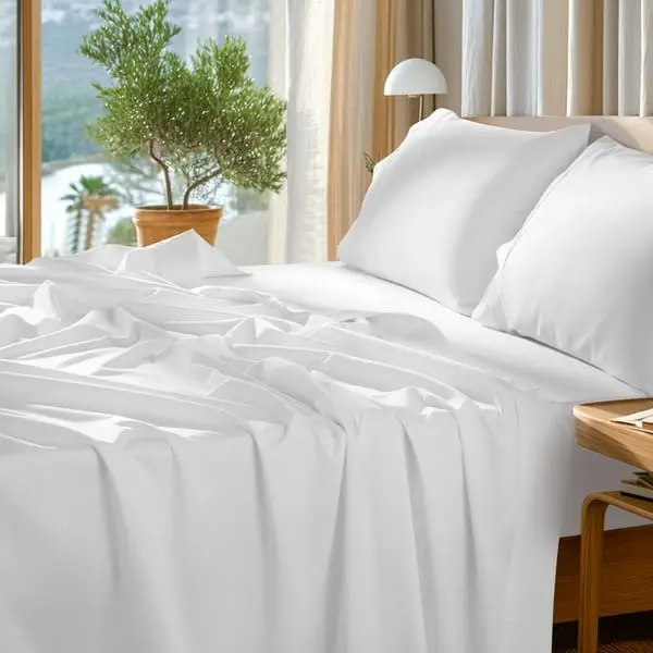 

100% Egyptian Cotton Sheets Set - 1000 High Thread Count, Luxury 5-Star Hotel Sateen Bed Sheets, Soft, Breathable Long