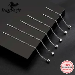 TrustDavis 100% 925 Solid Sterling Silver Stud Earring Line Jewelry For Women Teen Kids Fashion Jewelry DS3937