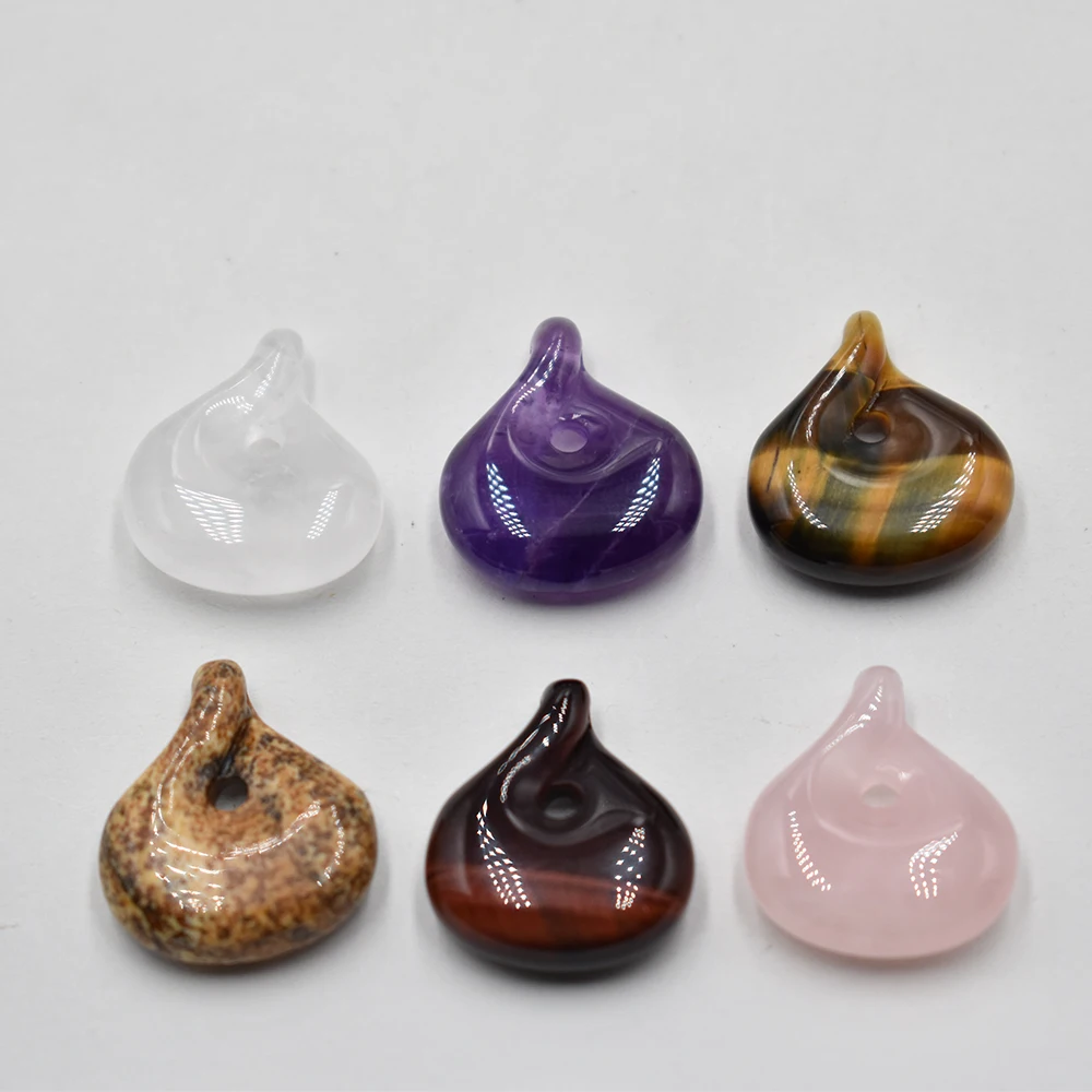 Großhandel 6 Stück/Set Natürlicher Tigerauge-Stein Rosenquarz Amethyst Geometrische Form Anhänger DIY Handgemachte Halskette Schmuckzubehör – Detail 4