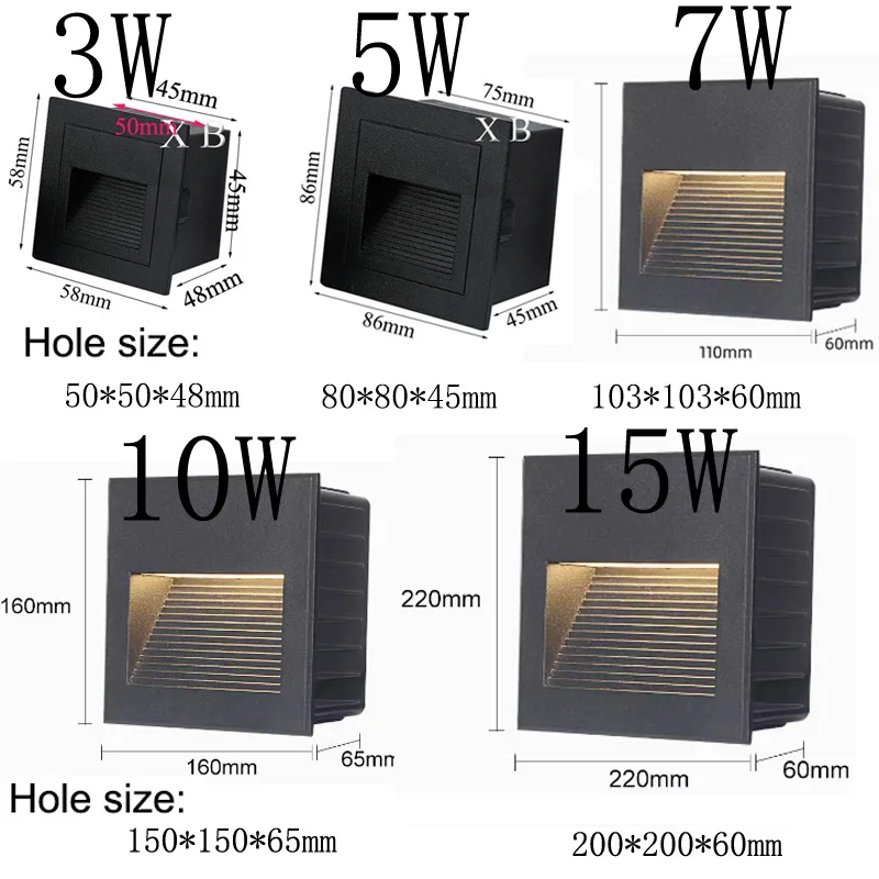 LED Wall Lamp Stair light Recessed LED Step Lamp Pathway Wall Corner Lamps AC85-265V Wall Light DC12V 3W 5W 7W 10W 15W Aluminum