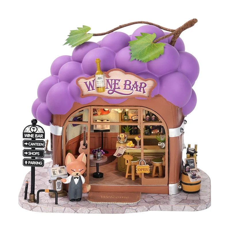 DIY Houten Koala Milkshake Shop Beeldjes Miniaturen Met Licht Mini Casa voor Vrienden Verjaardagscadeaus Woondecoratie Ambachten