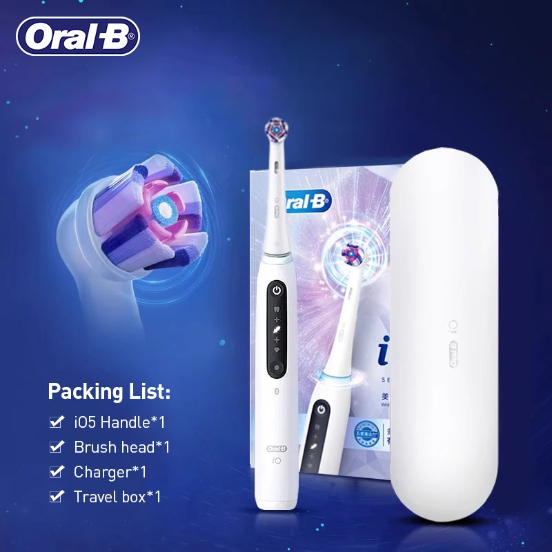 Oral B Electric Toothbrush IO5 Professional Whitening Tooth Brush 5Modes Intelligent Magnetic Tech Pressure Sensor 2min Timer