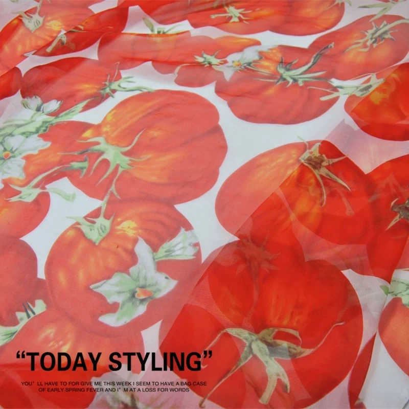 Beautiful Amazing Hot Selling Pure Silk Chiffon Fabric Digital Printing Tomato for Men Women Cover Cloth Shirt Dress