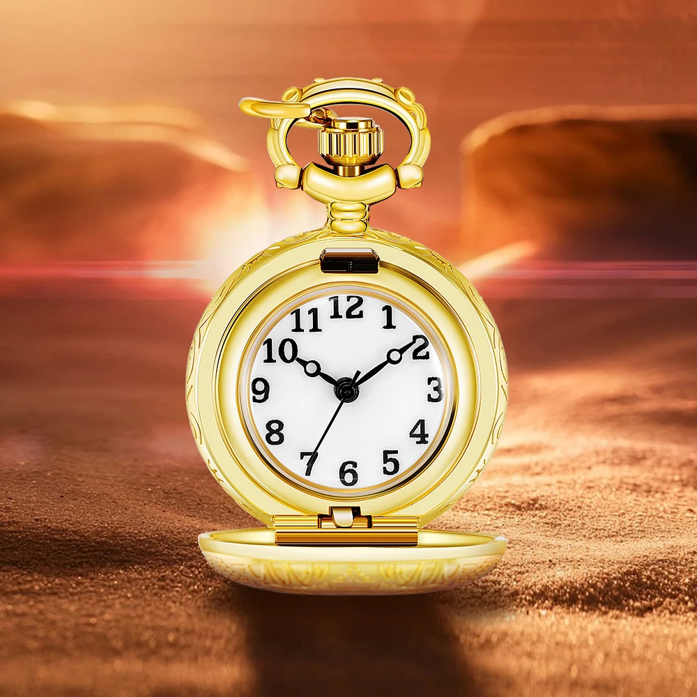 1pc Dazzling Luxury Gold Ladies Quartz Pocket Watch with Gold Pendant Necklace Elegant Pendant Schedule, Women's Gifts, Fashion