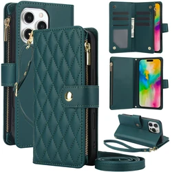 Multi 6 Cards Zipper Wallet Case For Samsung Galaxy Buddy 3 A Quantum6 4 Wide 6 5 Jump 3 Jean 2 Crossbody Leather Lanyard Cover