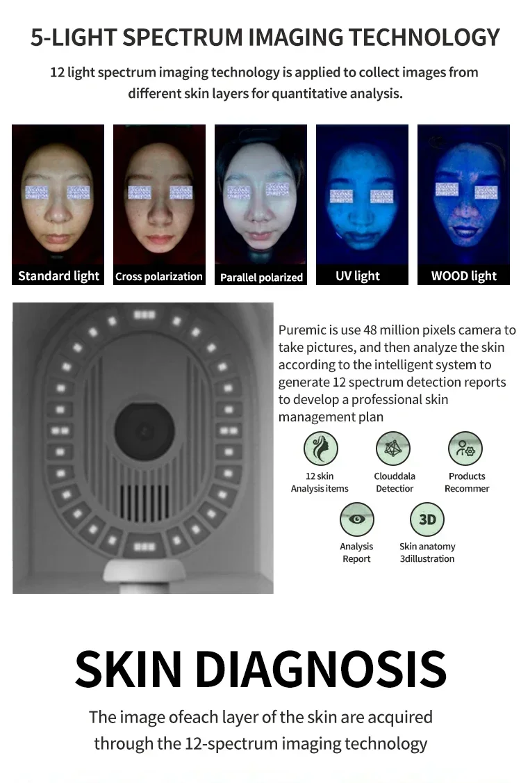 Farslim 3d Facial Skin Analysis Machines Ai Skin Analysis Machine Facial Reveal Imager Skin Analysis Beauty Salon Use