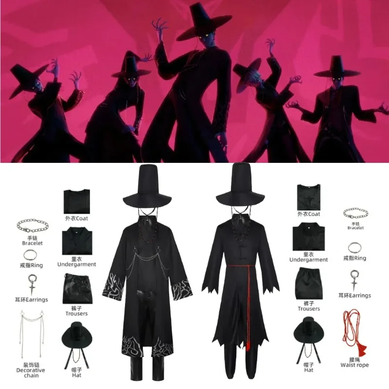 

Kids Boys Anime Saja Boys Cosplay Costume Hat Kpop Demon Hunters Jinu Singing Korea Style Show Party Halloween Carnival Outfits