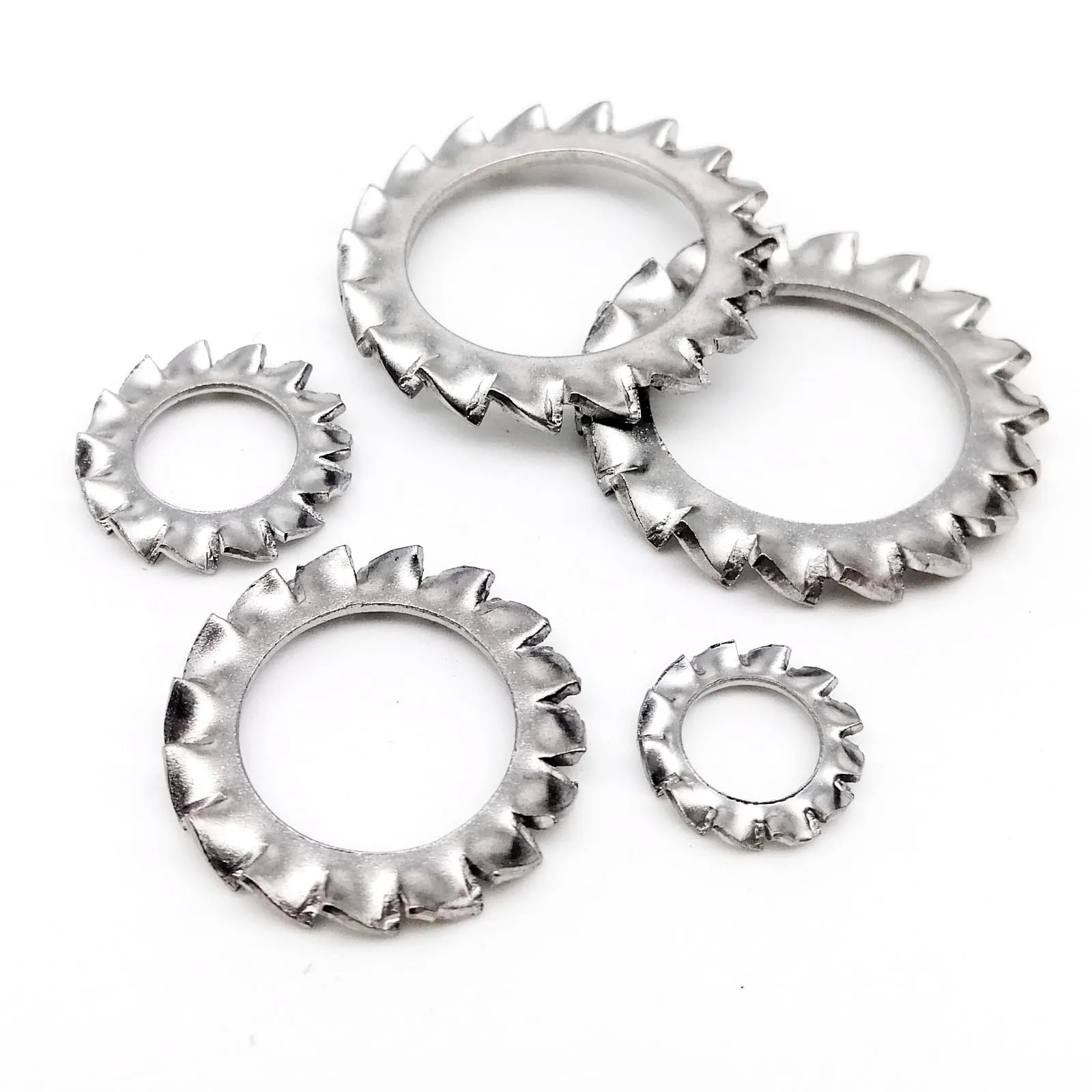 500pcs External Internal Toothed Serrated Lock Washer Gasket Mix M3 M4 M5 M6 M8 Assortment Kit Set Box 304 A2-70 Stainless Steel