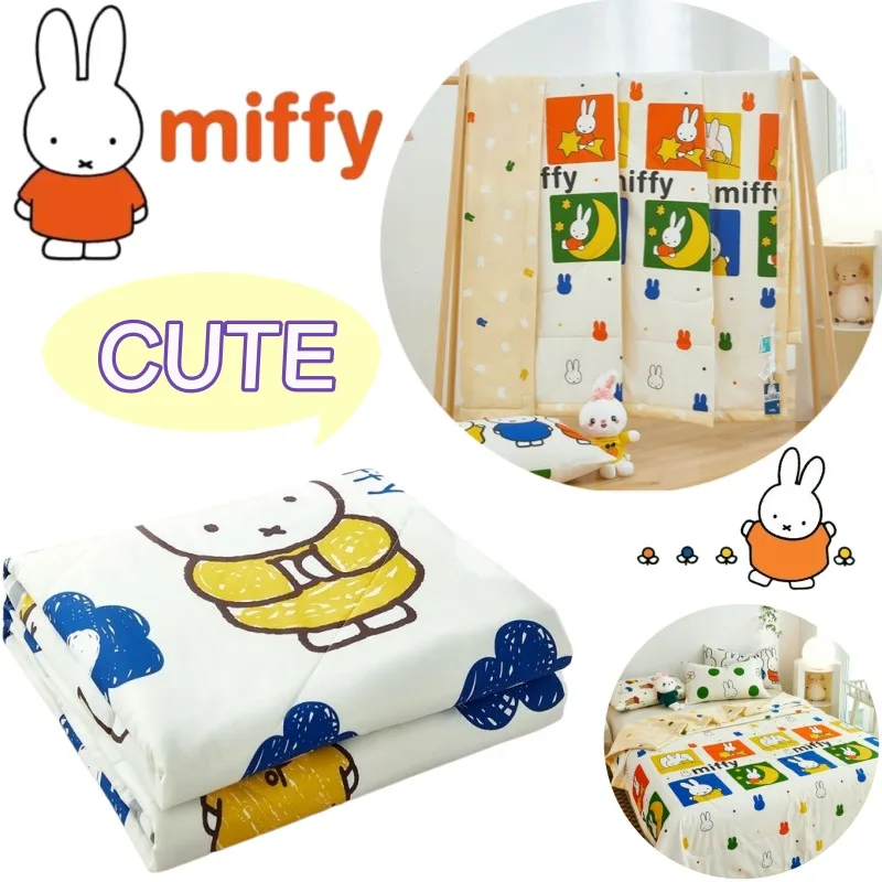 

Новое креативное летнее одеяло Miffy, с милым мультяшным принтом кролика, высококачественное, изысканное, удобное и мягкое, плед для дневного сна студентов.
