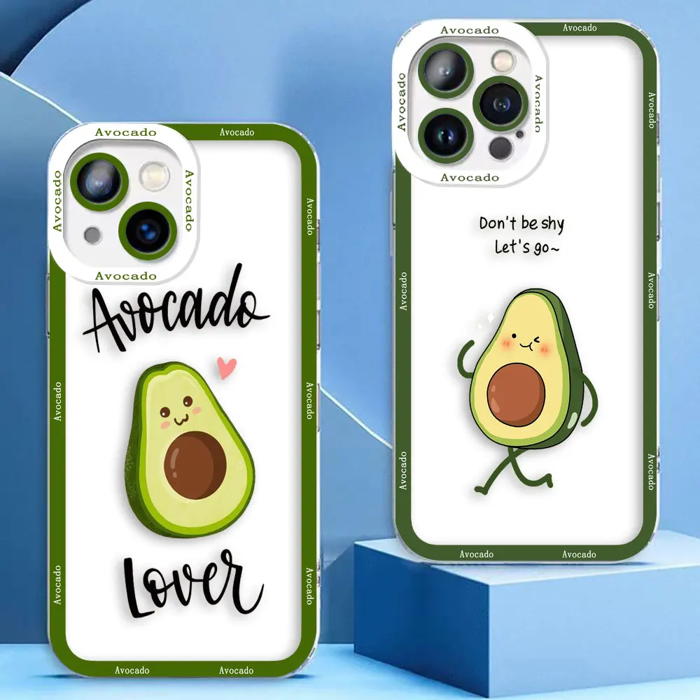 Cover Clear Case For OPPO A98 A96 A95 A94 A78 A74 A73 A58 A57 A55 A54 A31 A17 A16 A16E A15 A9 Case Cartoon Cute Fruits Avocado