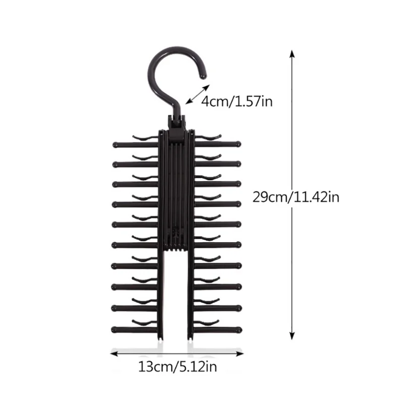 20 Rows Multifunction Tie Rack With Non Slip Clips 360 Degree Rotation Tie Rack