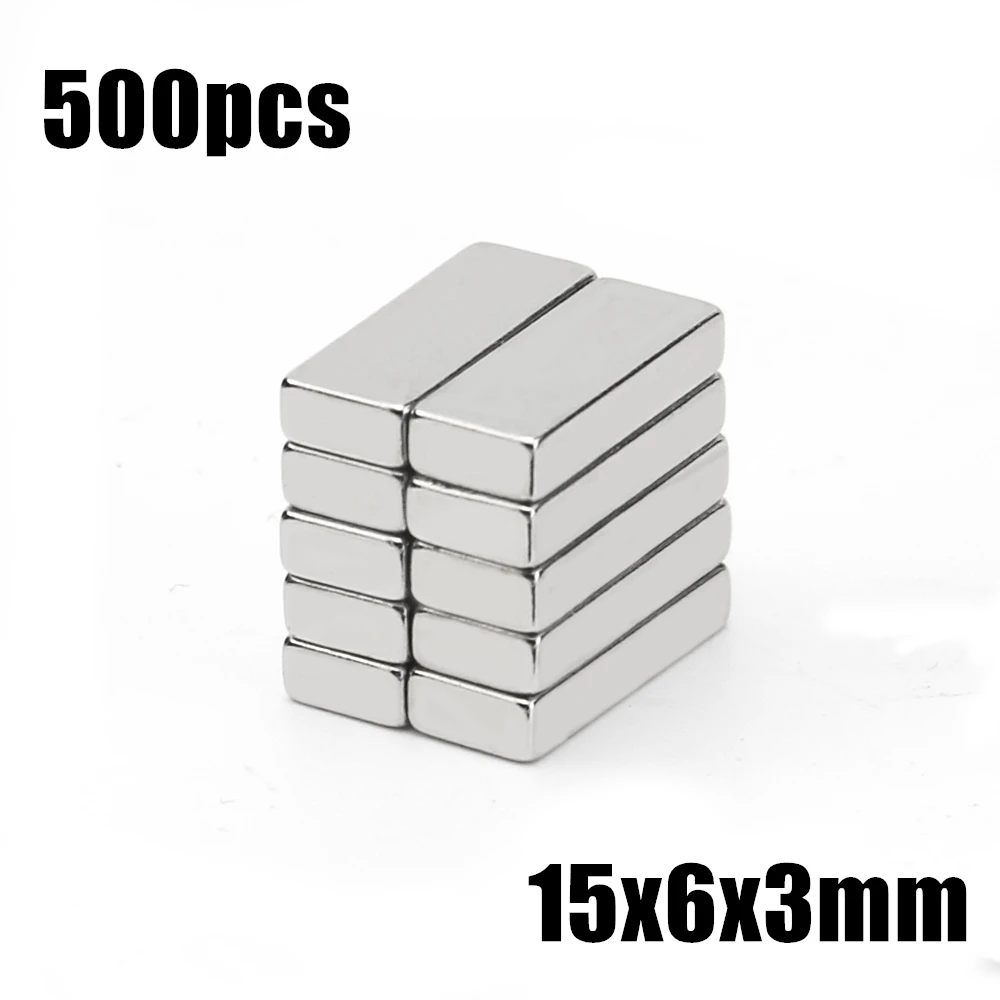 500pcs 15x6x3mm Super Powerful Strong Rare Earth Block NdFeB Magnet Neodymium N35 Magnets 15*6*3mm