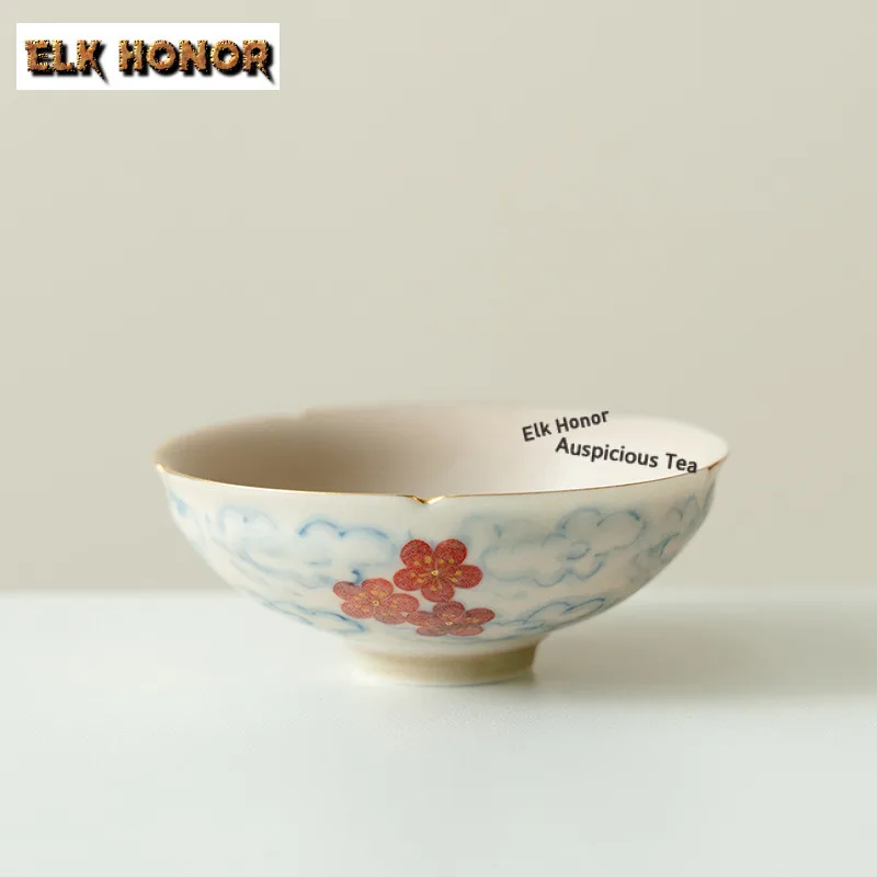 

90 мл ручная роспись чашка с цветком сливы японская чайная чаша кувшин для воды чайная дегустация персональная чашка чажан мастер чашки посуда для напитков подарки