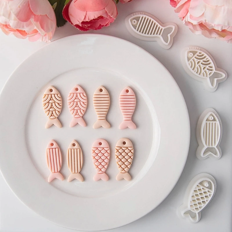  4 Pieces Cartoon Fish Clay Earring Molds Craft Tools For Jewelry Art Projects