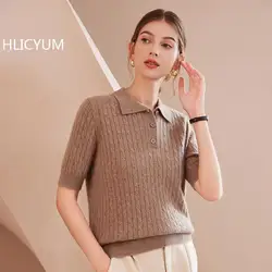 Cashmere Sweater Short sleeves Women Knitted Sweater POLO neck Pullovers Autumn /SpringClothing Warm Wool Jumper Fit Tops HOT