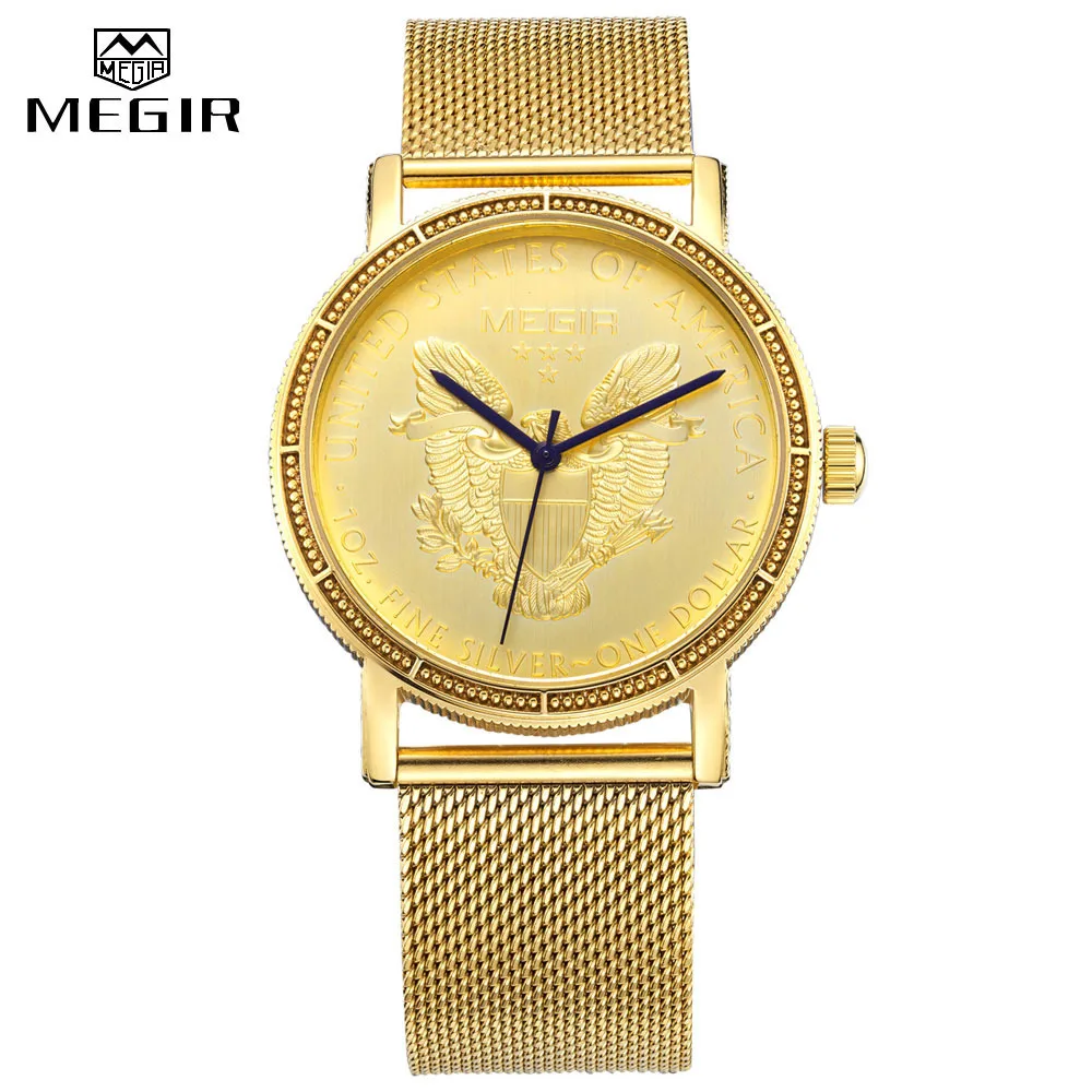 

MEGIR Golden Quartz Men Stainless Steel Wrist Watch Top Brand Gold Bracelet Man Watches Relogio Masculino Clock