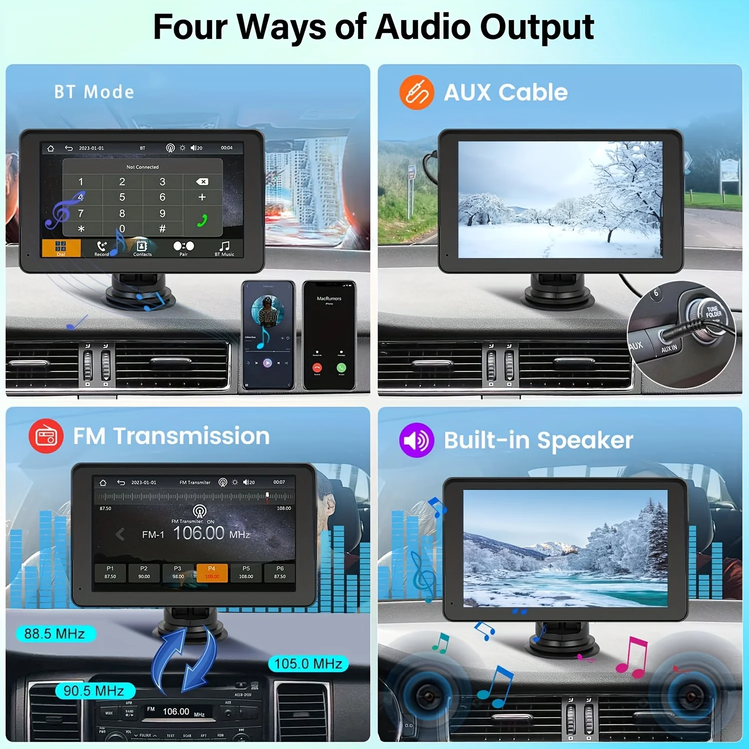 7.0 inch Car Radio Multimedia Video Player Wireless Carplay And Wireless Android Auto Portable Universal Touch Screen