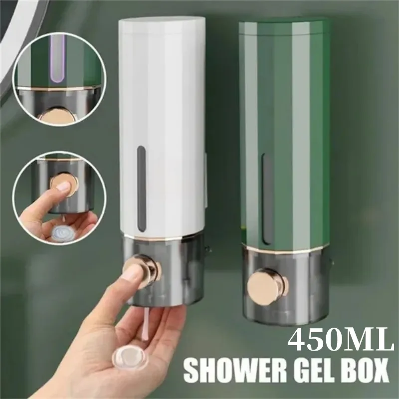 Dispensador de jabón sin perforar, desinfectante de manos para pared, Gel de ducha para Hotel familiar, champú, accesorios de baño, 450ML, nuevo